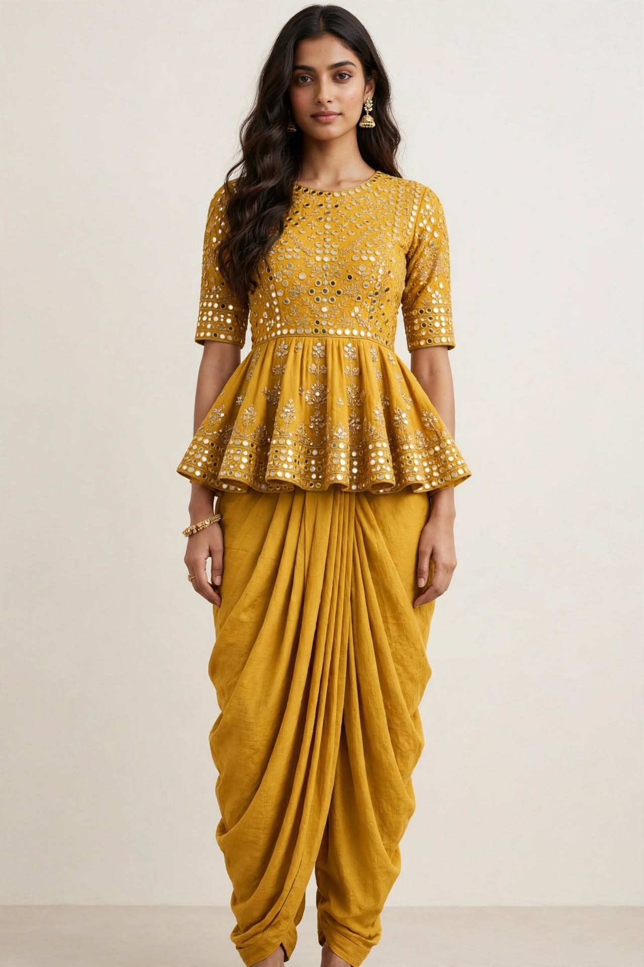 mustard_dhoti_peplum_mirror