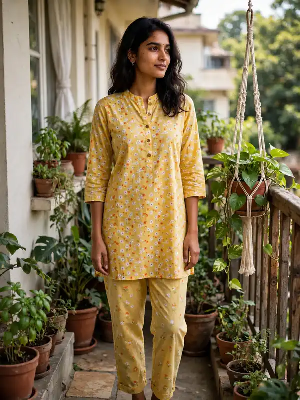 yellow_floral_cotton_suit_balcony