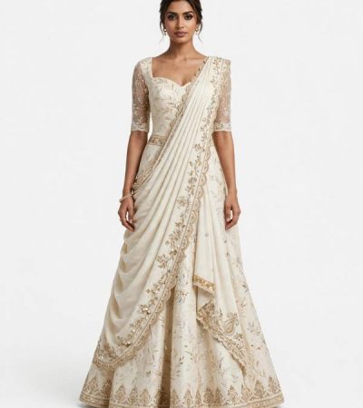 white indo western sadi