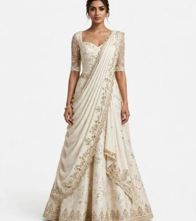 white indo western sadi