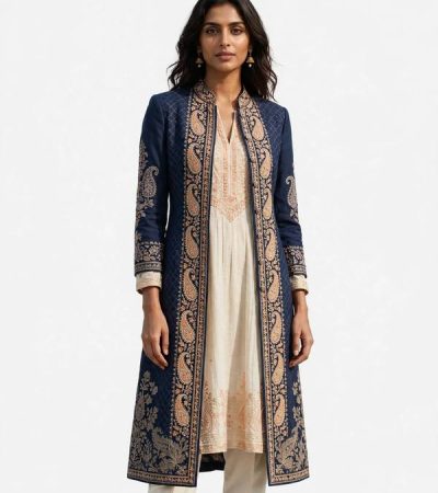 indo western combination of shrug over kurti