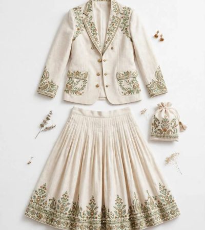 white indo western combination