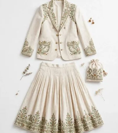 white indo western combination