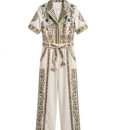 white one piece indo western combination