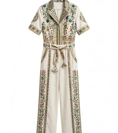 white one piece indo western combination