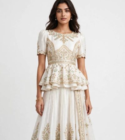 white indo western combination