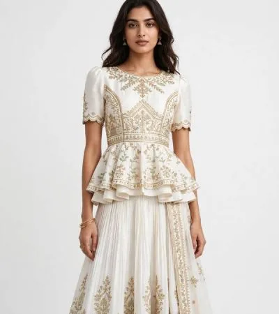 white indo western combination