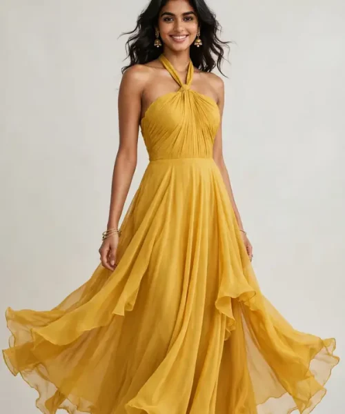 Mustard_Yellow_Halter gown