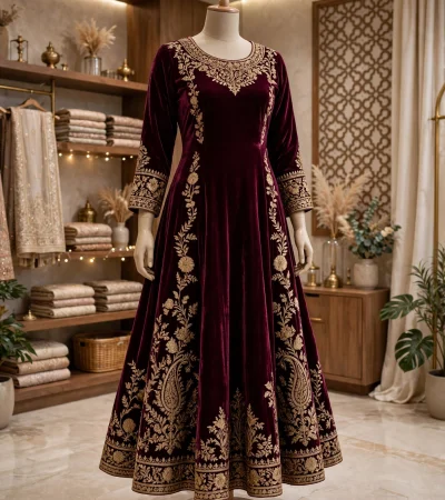 wine_velvet_anarkali